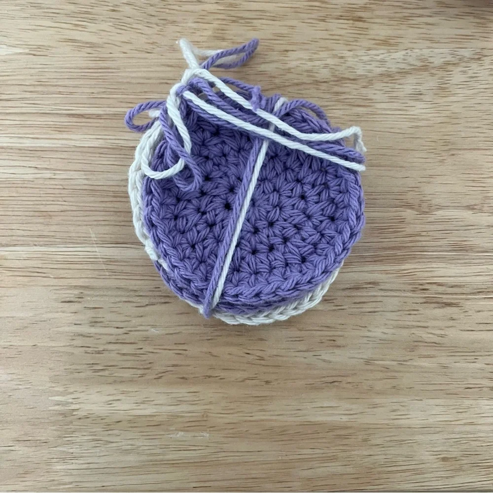New Handmade Purple and White Crochet Bath Spa Accessory Set